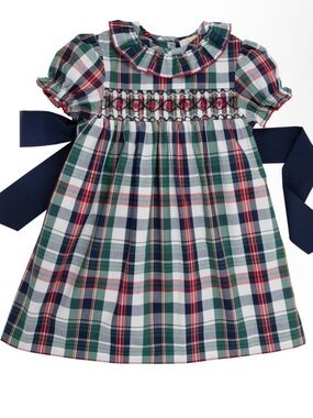 The Beaufort bonnet company Dottie Hart Dress Field Park Plaid 12-18 smocked